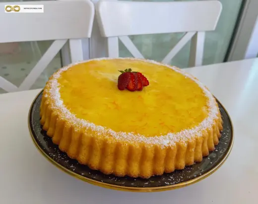 Portakallı Kremalı Tart Kek (Kat Kat Lezzetli) tarifi